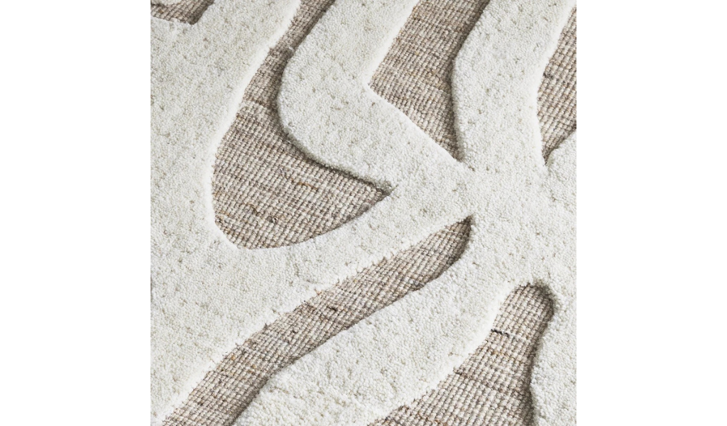 Isla Beige Ivory Scribble Pattern Wool Rug