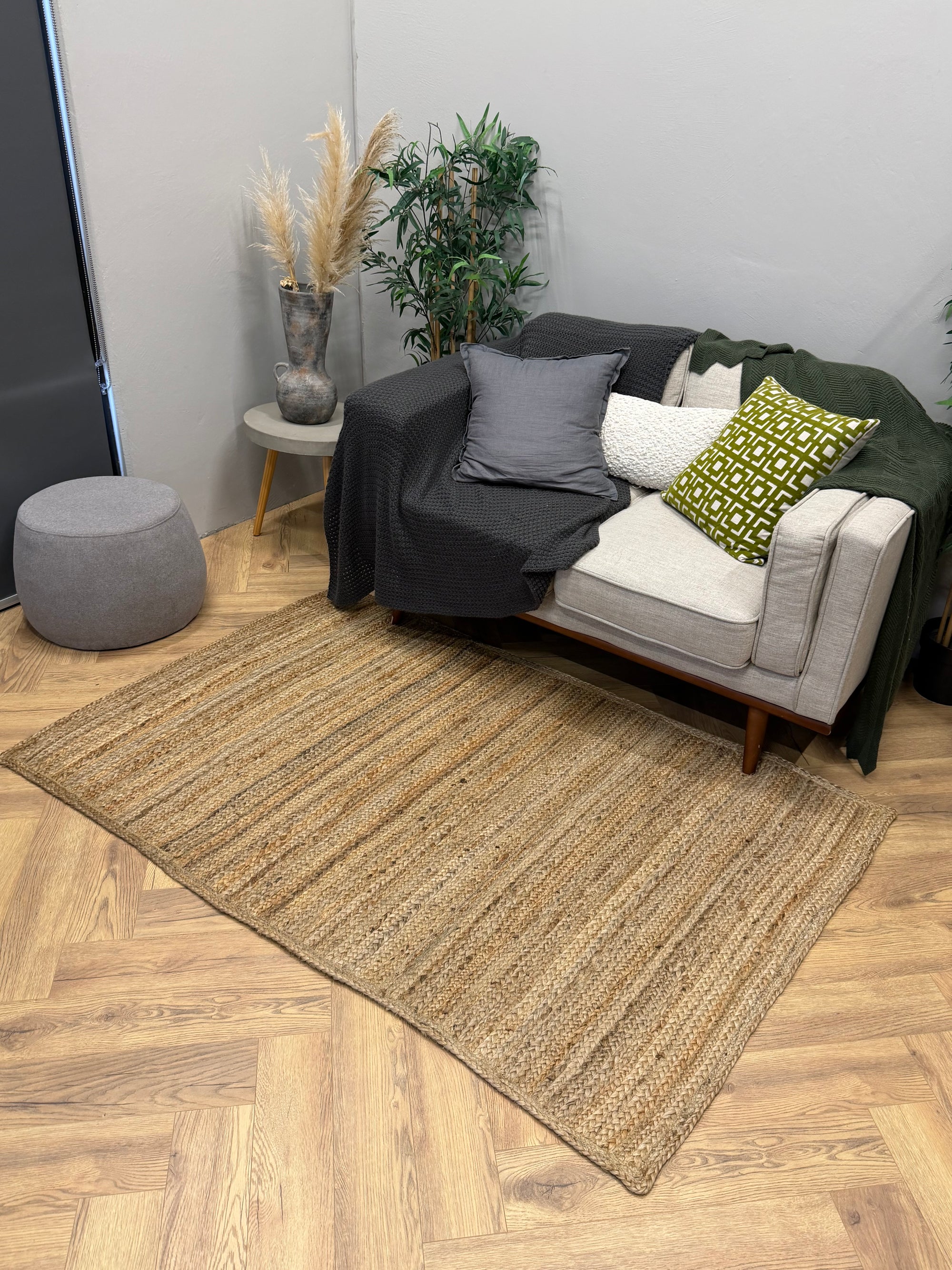 Haven Natural Braided Jute lines Rug