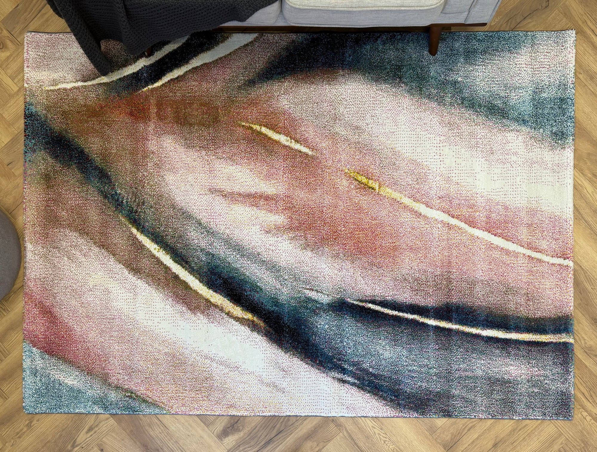 Picasso Aura Teal colours Modern floor rug