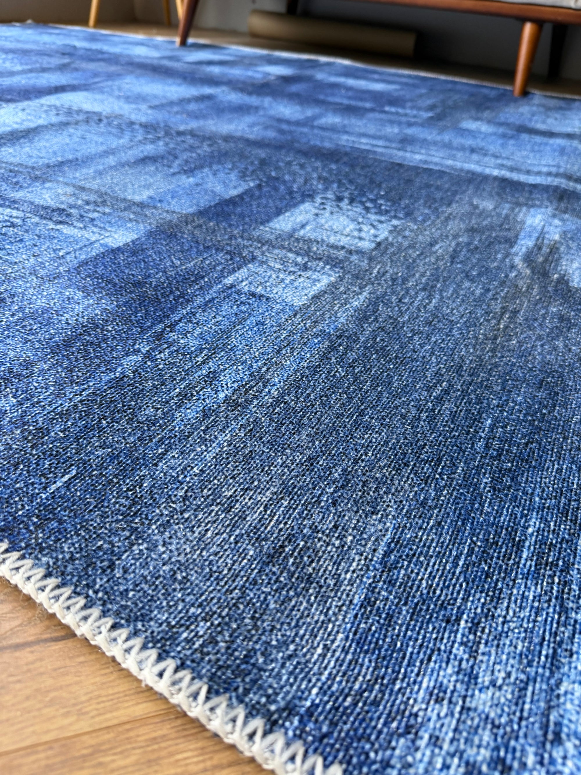 Cozy Azure Machine Washable Rug