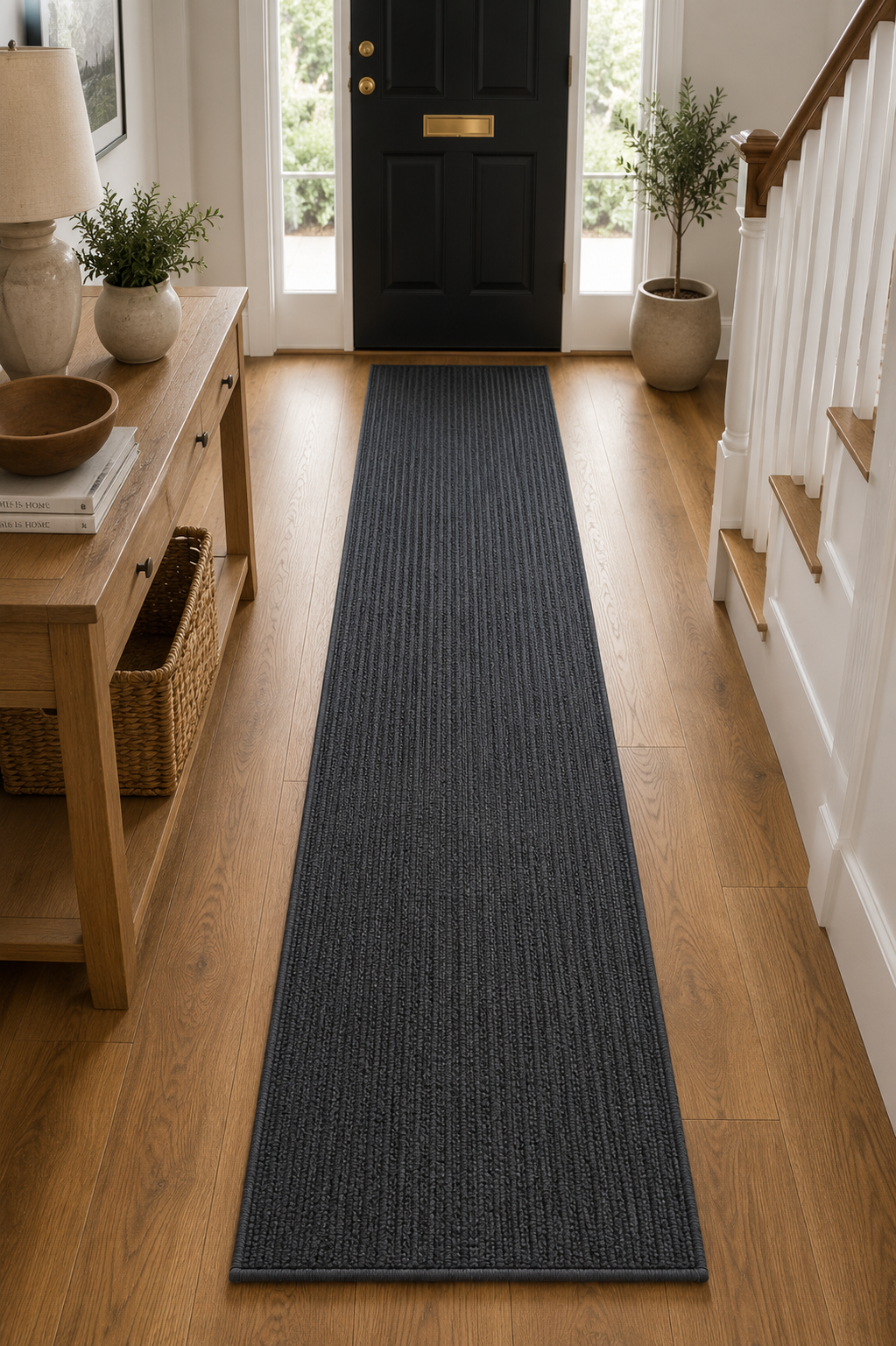 Charcoal grey Accent runner 66 cm Wide