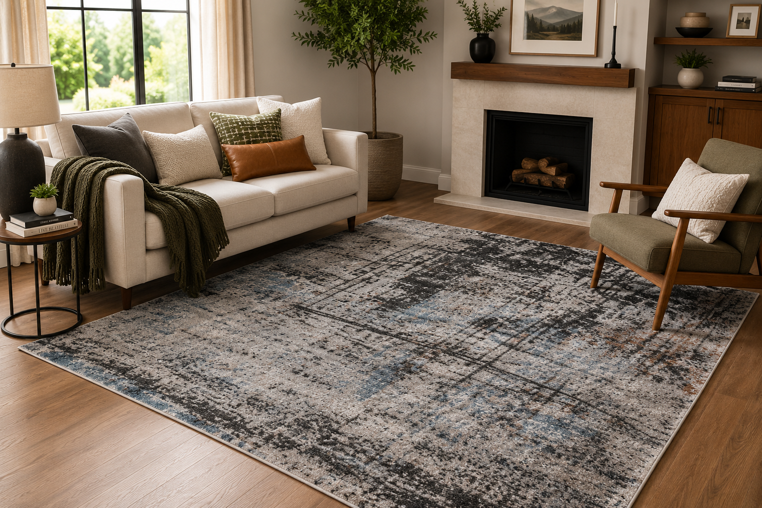 Crete blue grey Urban Slate Rug