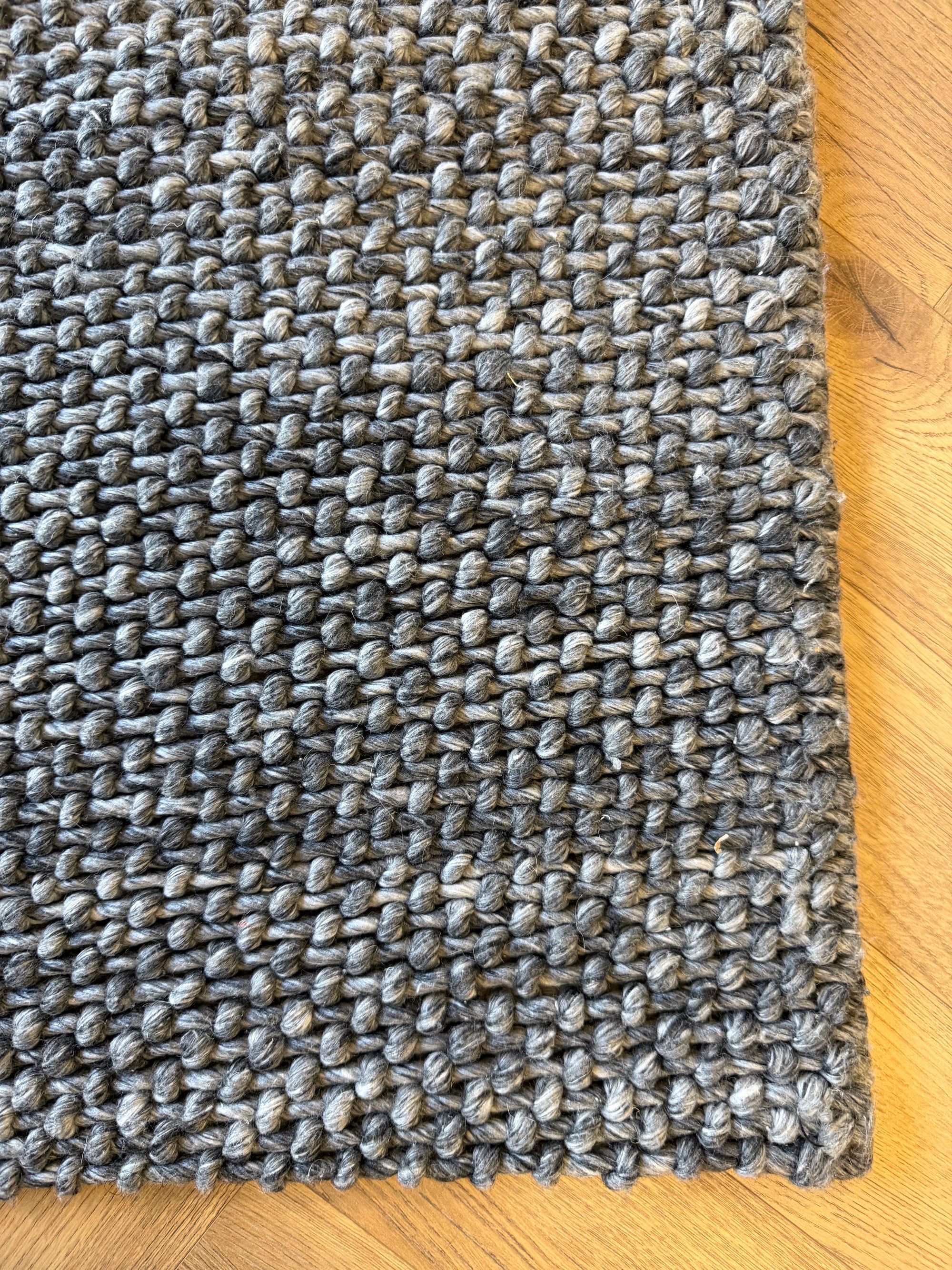 Hudson Chunky Wool Hall Runner – Charcoal 75x365