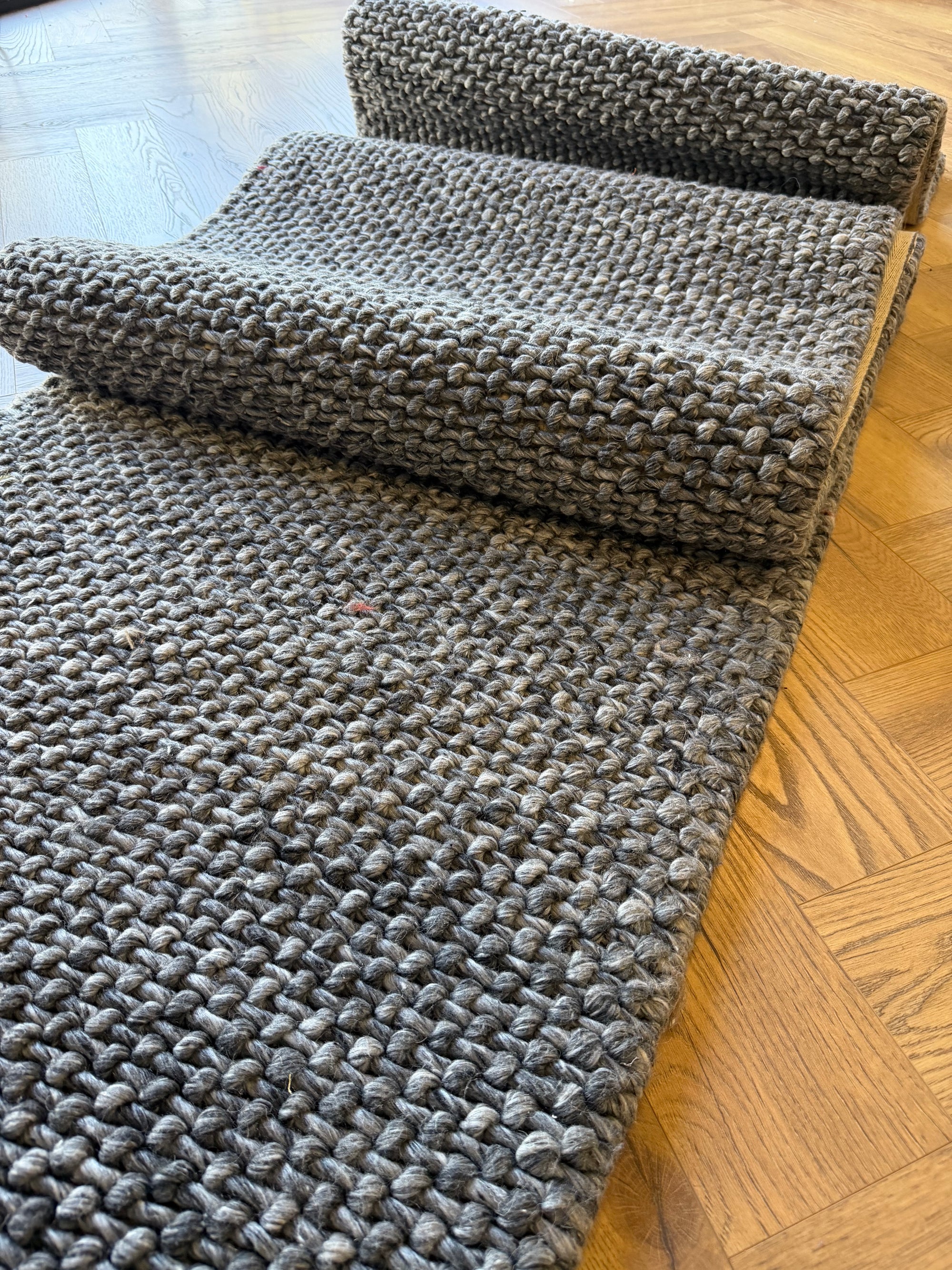 Hudson Chunky Wool Hall Runner – Charcoal 75x365