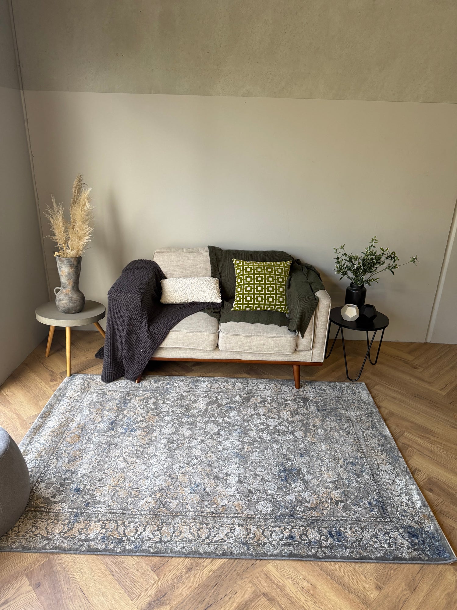 Sahara Vintage Persian Rug Grey Blue