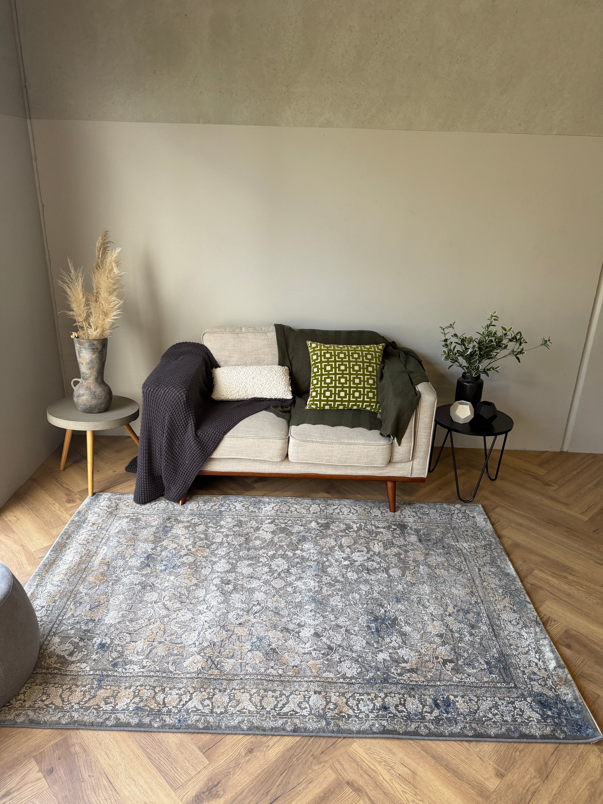 Sahara Vintage Persian Rug Grey Blue