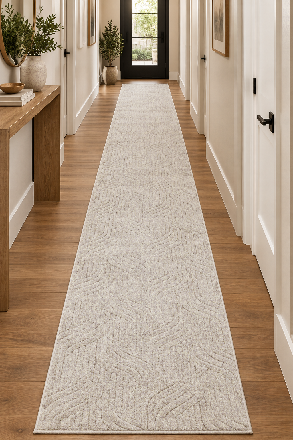 Moopy Ivory Wave Textured Runner