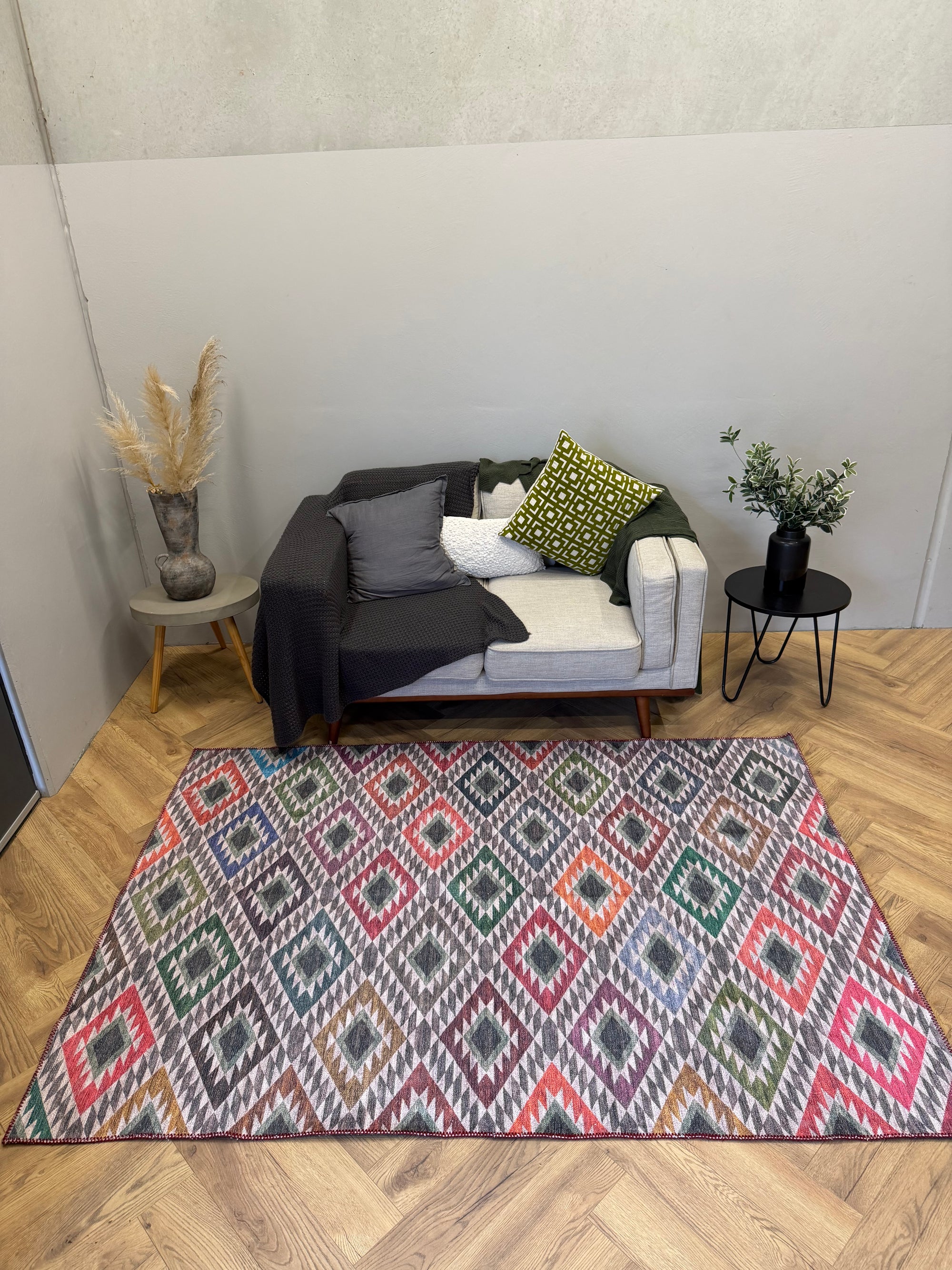 Cozy Machine Washable Diamond Mosaic Rug 160×230cm