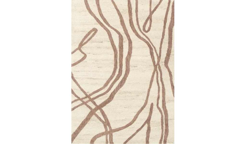 Isla Natural Wave Lines Pattern Wool Rug