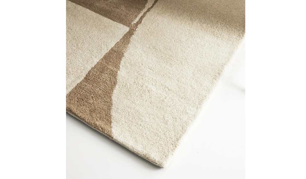 Isla Beige and Brown Abstract Shapes Wool Rug