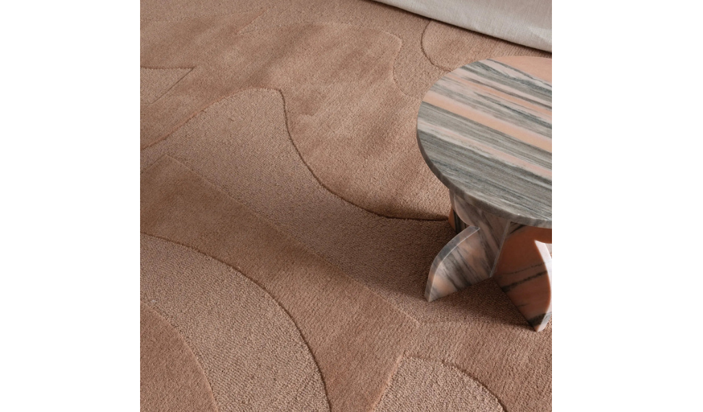 Isla Dark Peach Abstract Shapes Wool Rug