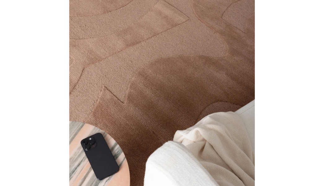Isla Dark Peach Abstract Shapes Wool Rug