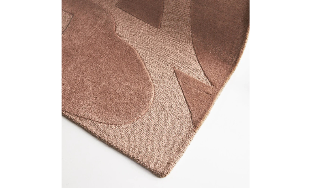Isla Dark Peach Abstract Shapes Wool Rug