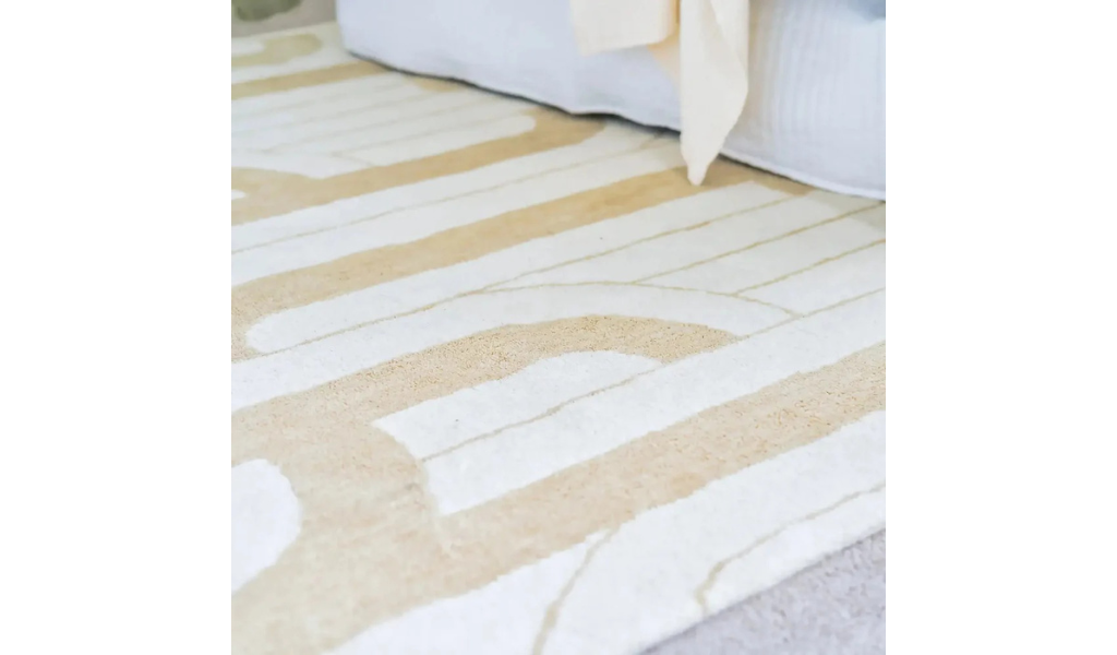 Isla Ivory Sand Retro Loop Wool Rug