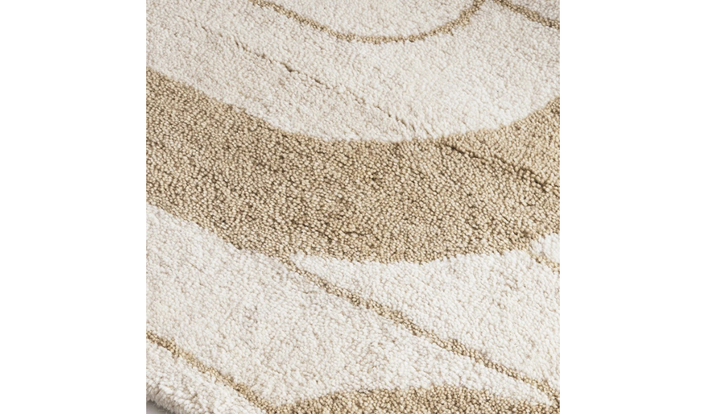 Isla Ivory Sand Retro Loop Wool Rug