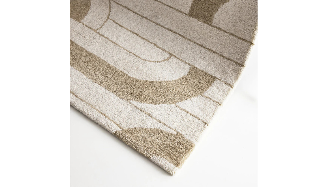 Isla Ivory Sand Retro Loop Wool Rug