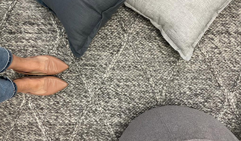 Darcy Diamond Dark Grey Felted Wool Rug