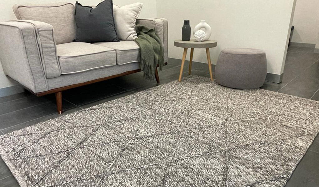 Darcy Diamond Dark Grey Felted Wool Rug