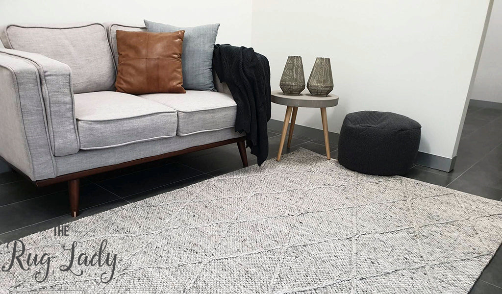 Darcy Diamond Beige Silver Felted Wool Rug