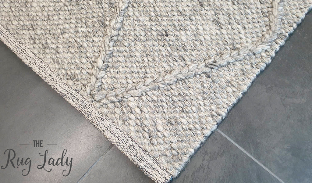 Darcy Diamond Beige Silver Felted Wool Rug