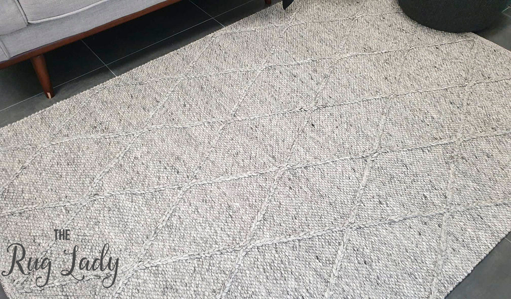 Darcy Diamond Beige Silver Felted Wool Rug