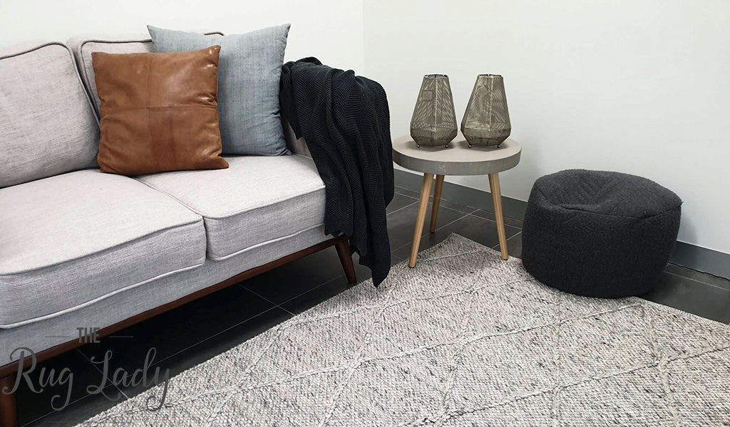 Darcy Diamond Beige Silver Felted Wool Rug