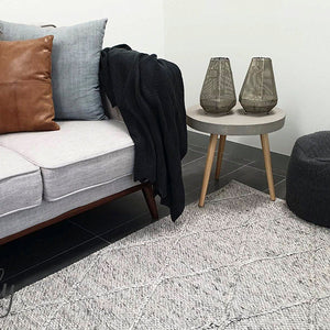 Darcy Diamond Beige Silver Felted Wool Rug
