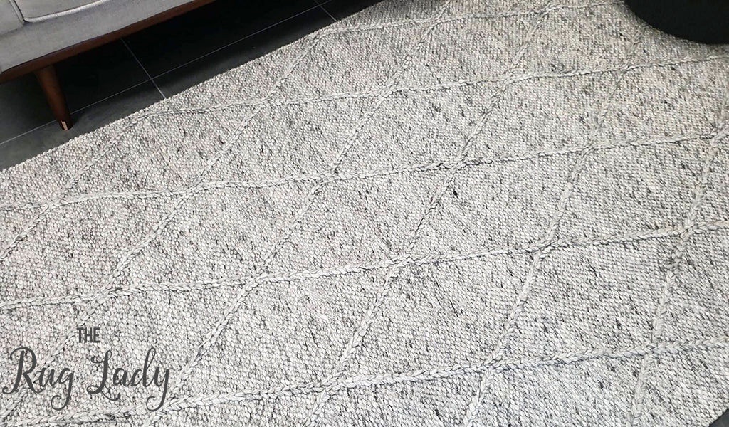 Darcy Diamond Beige Silver Felted Wool Rug