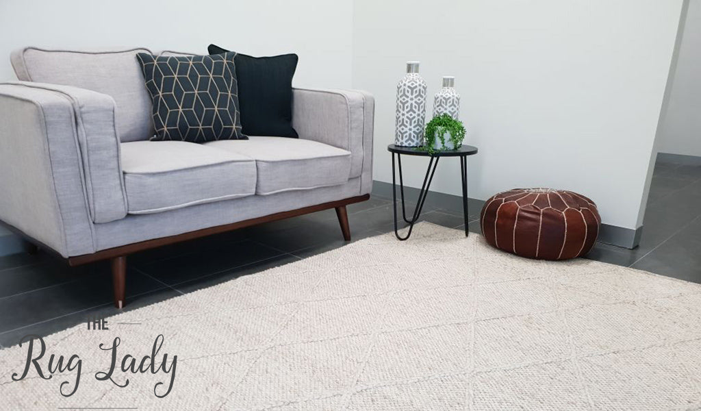 Darcy Diamond Beige Felted Wool Rug