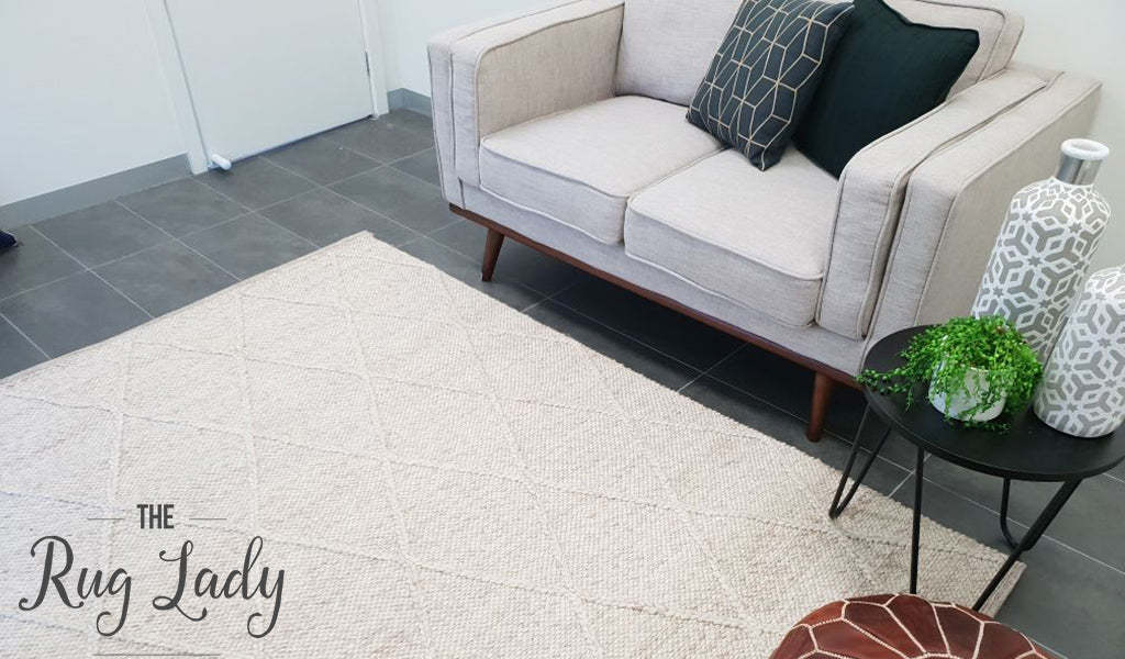 Darcy Diamond Beige Felted Wool Rug