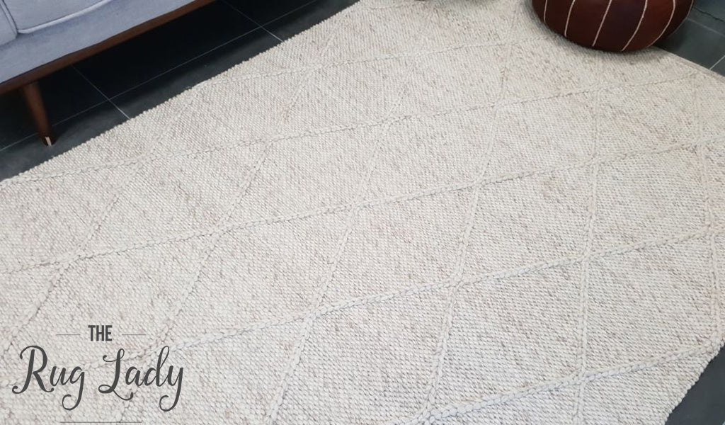Darcy Diamond Beige Felted Wool Rug