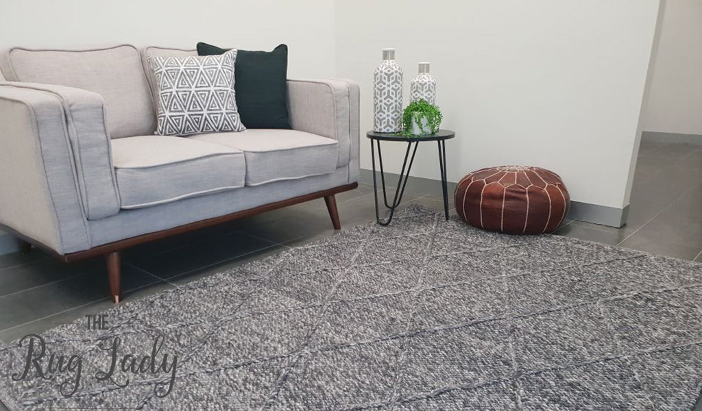 Darcy Diamond Charcoal Felted Wool Rug