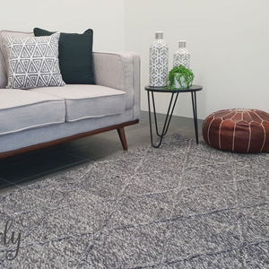 Darcy Diamond Charcoal Felted Wool Rug