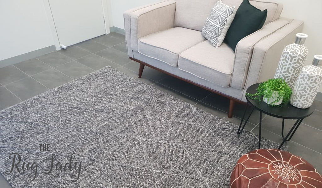 Darcy Diamond Charcoal Felted Wool Rug