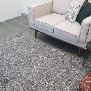 Darcy Diamond Charcoal Felted Wool Rug