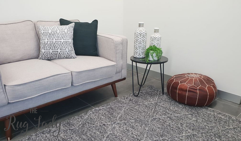 Darcy Diamond Charcoal Felted Wool Rug