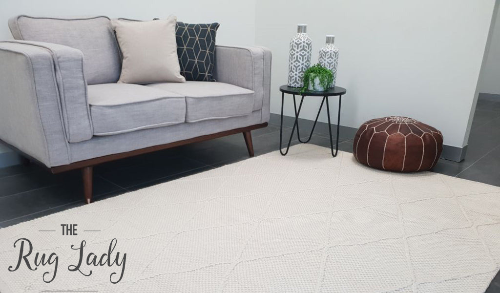 Darcy Diamond Cream Felted Wool Rug