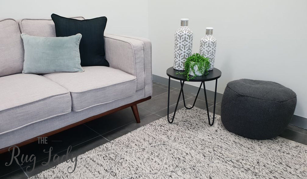 Darcy Diamond Grey Felted Wool Rug