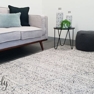 Darcy Diamond Grey Felted Wool Rug