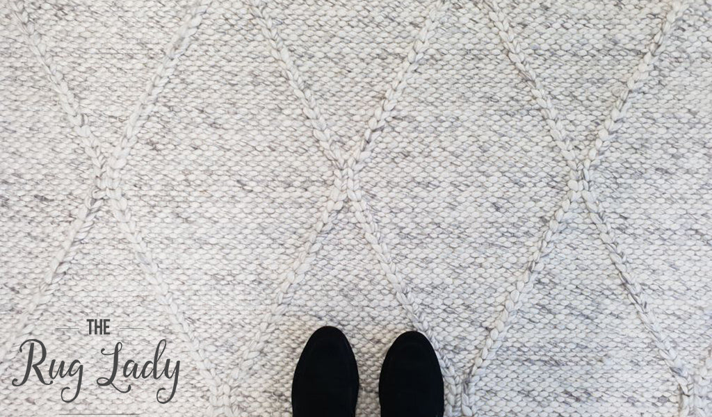 Darcy Diamond Light Grey Felted Wool Rug