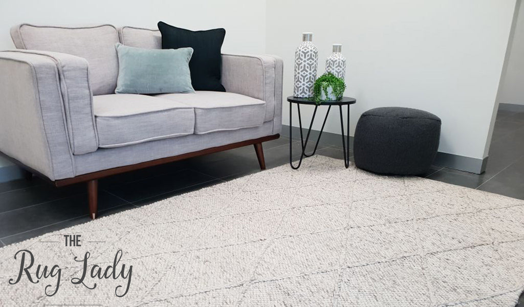 Darcy Diamond Light Grey Felted Wool Rug