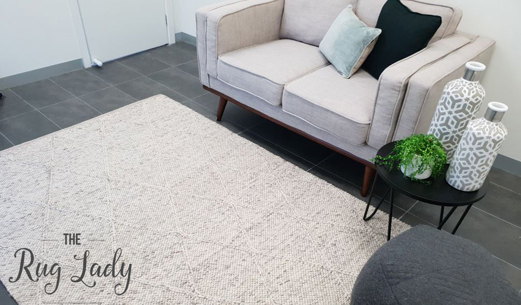 Darcy Diamond Light Grey Felted Wool Rug
