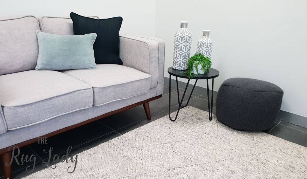 Darcy Diamond Light Grey Felted Wool Rug