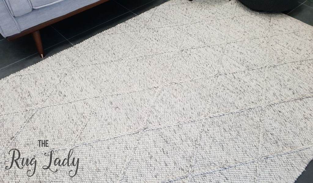 Darcy Diamond Light Grey Felted Wool Rug