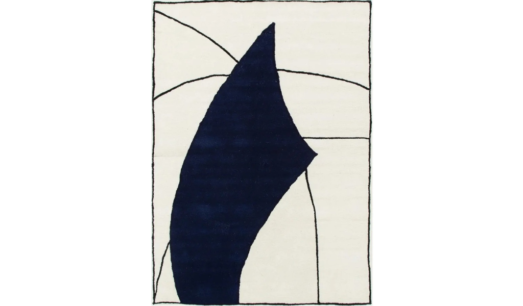 Isla Blue and Ivory Abstract Shapes Wool Rug