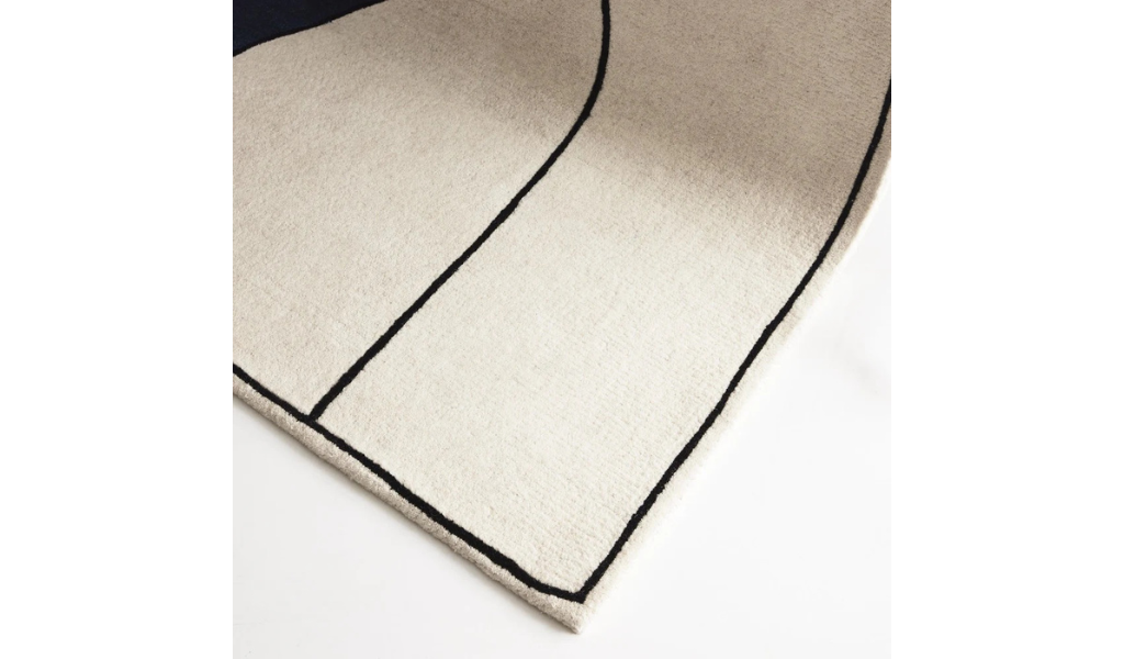 Isla Blue and Ivory Abstract Shapes Wool Rug