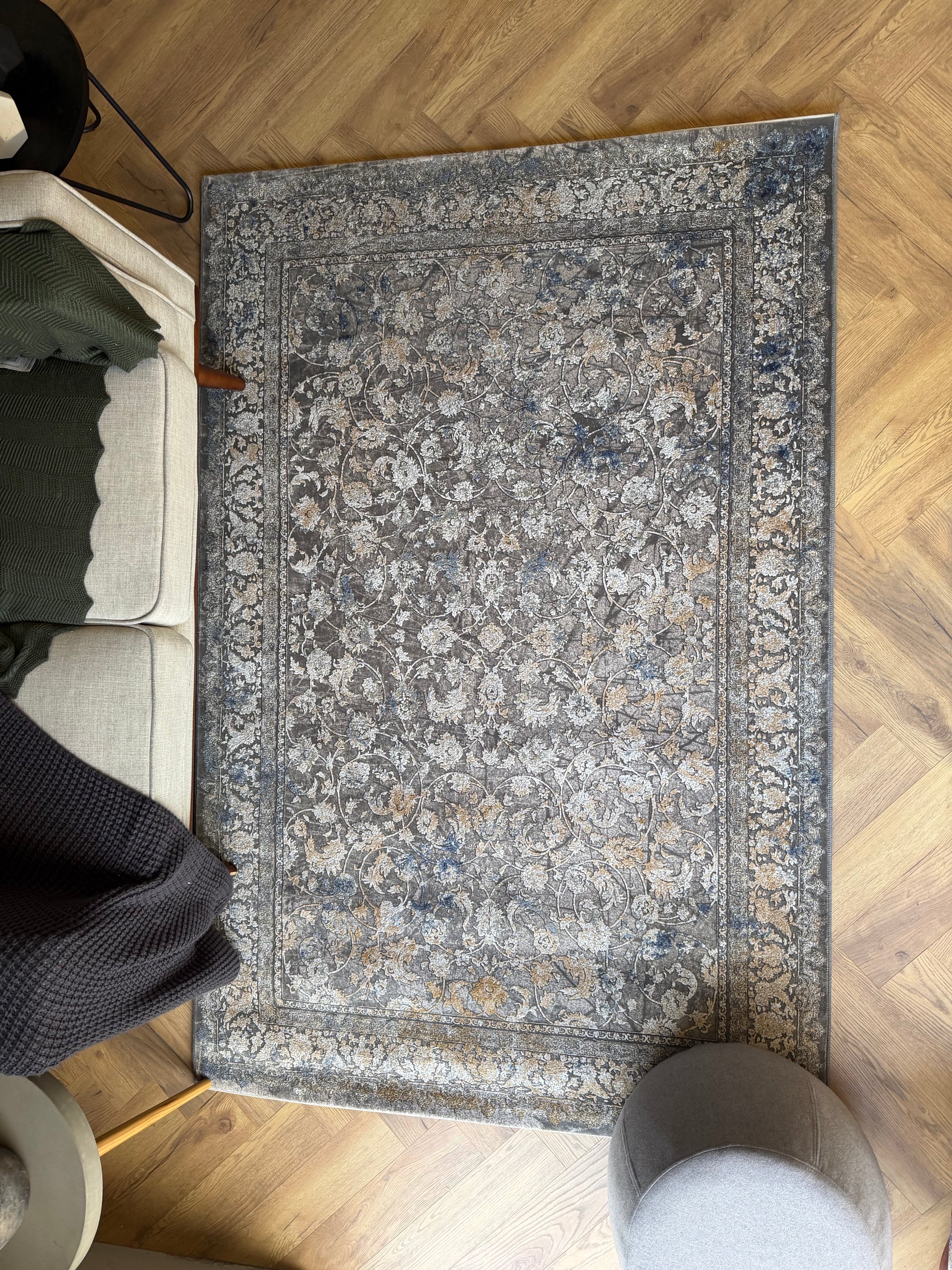 Sahara Vintage Persian Rug Grey Blue