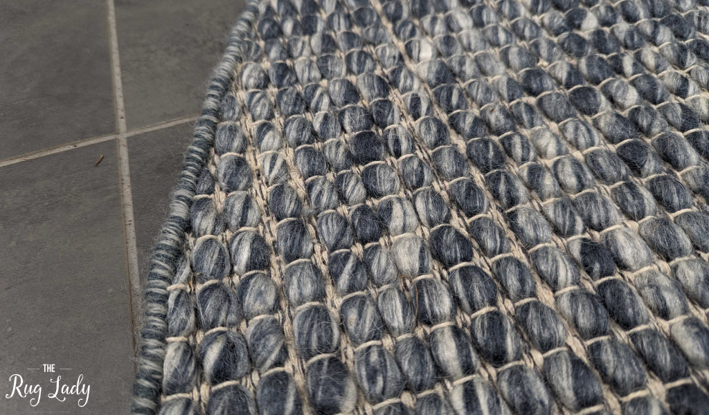 Darcy Blue Grey Felted Wool Round Rug
