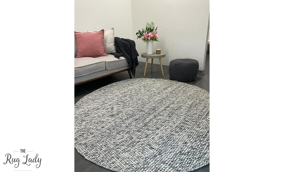 Darcy Grey Felted Wool Round Rug