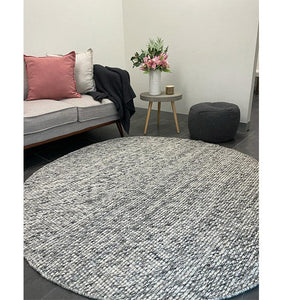 Darcy Grey Felted Wool Round Rug